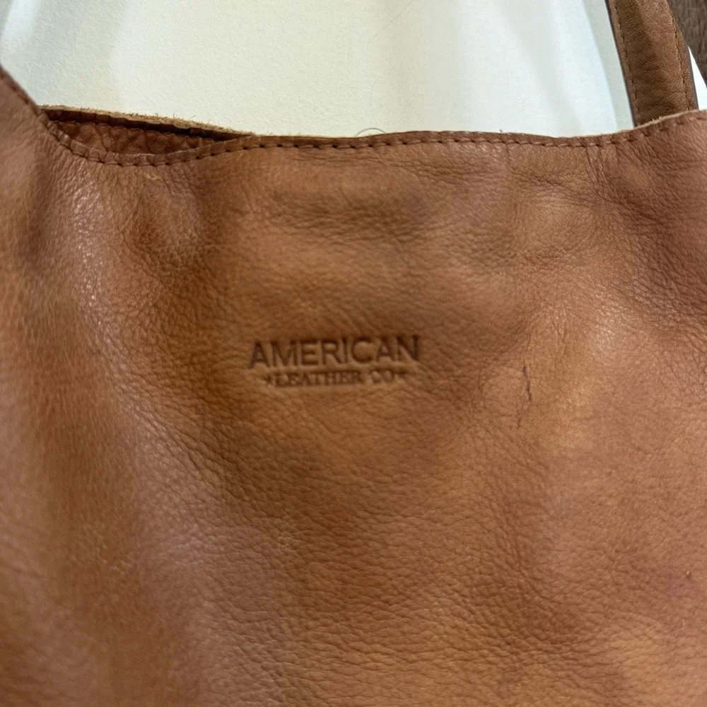 American Leather Liberty Shopper Hobo Shoulder Bag Tote Purse Pebbled Double